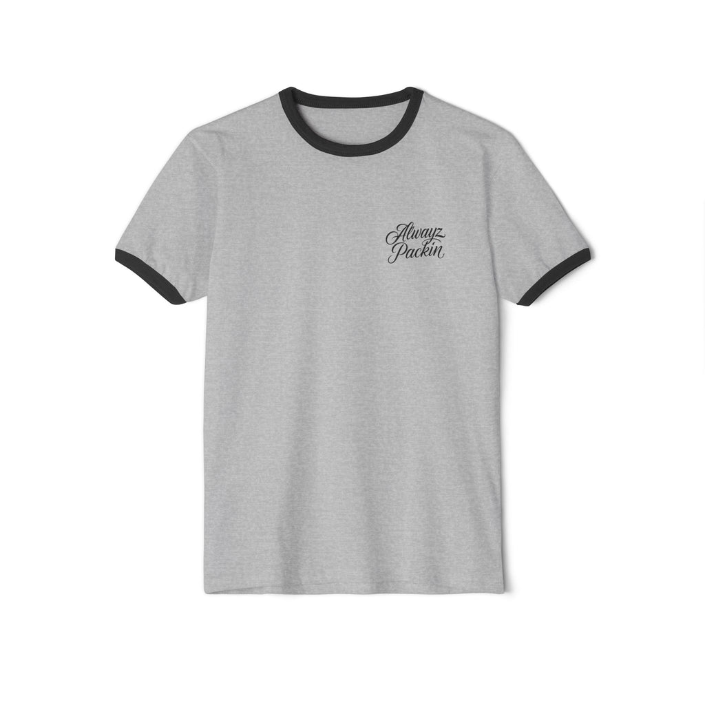 Alwayz Packin on Front Skull and Cross Bones on Back Retro Casual Tee