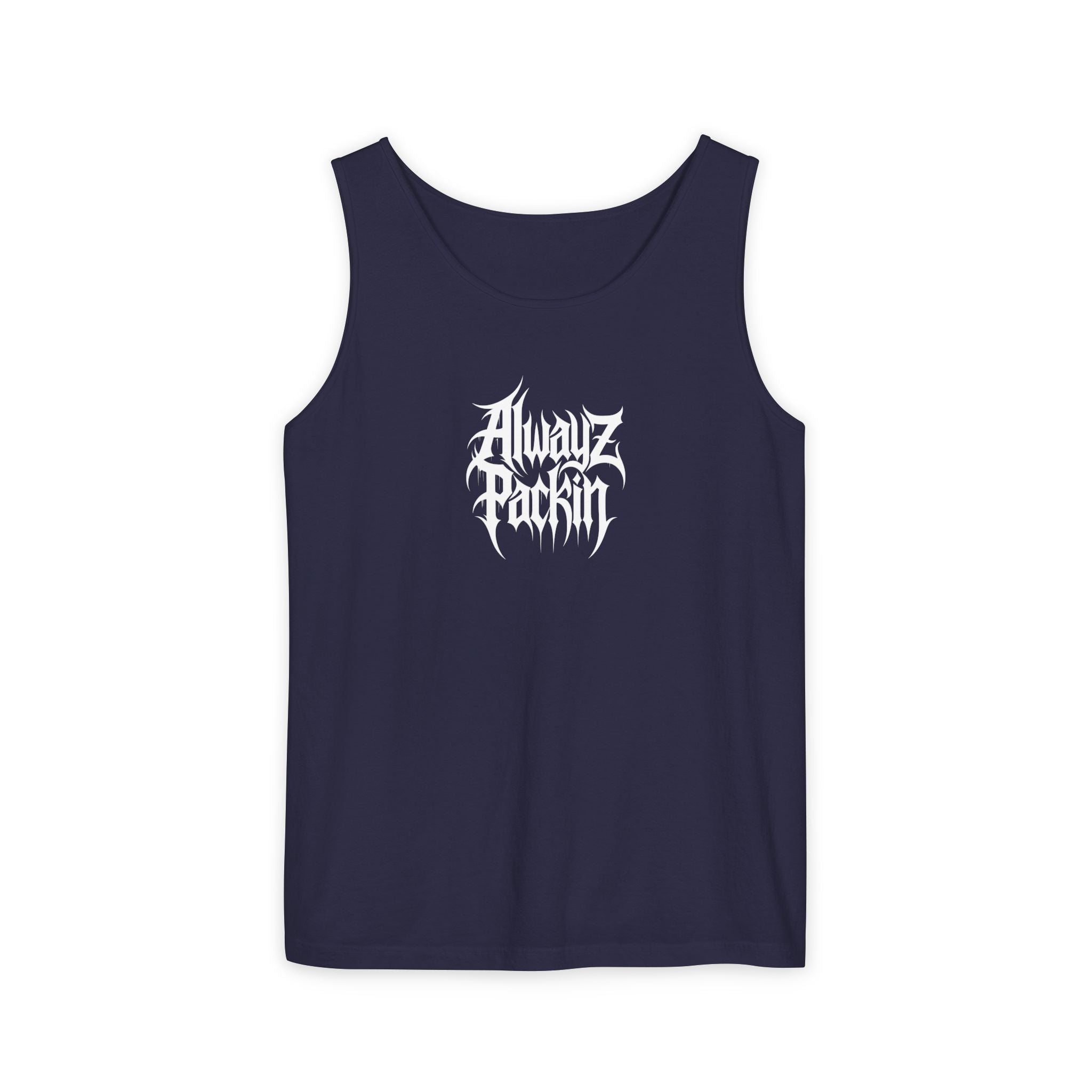 Alwayz Packin Heavy Metal Front Skull Guns back Tank