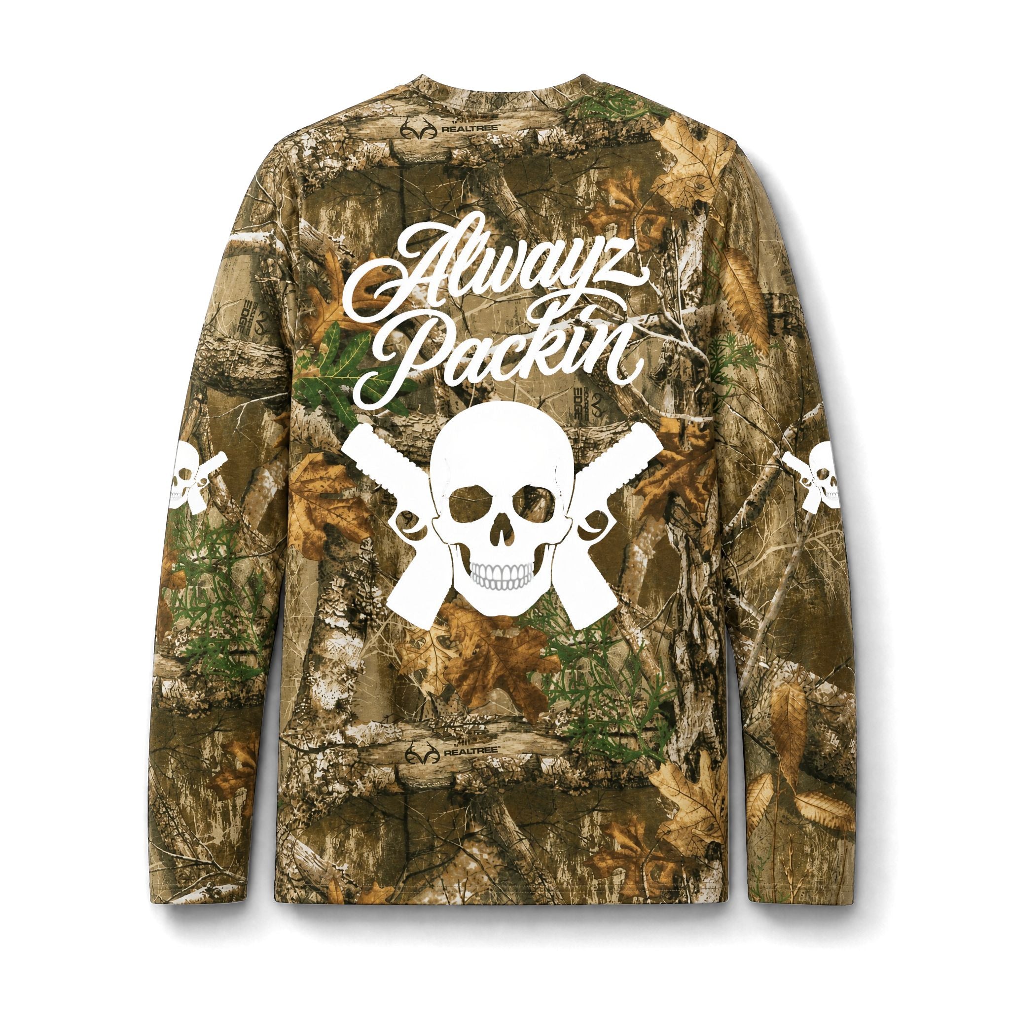Alwayz Packin skull and guns back