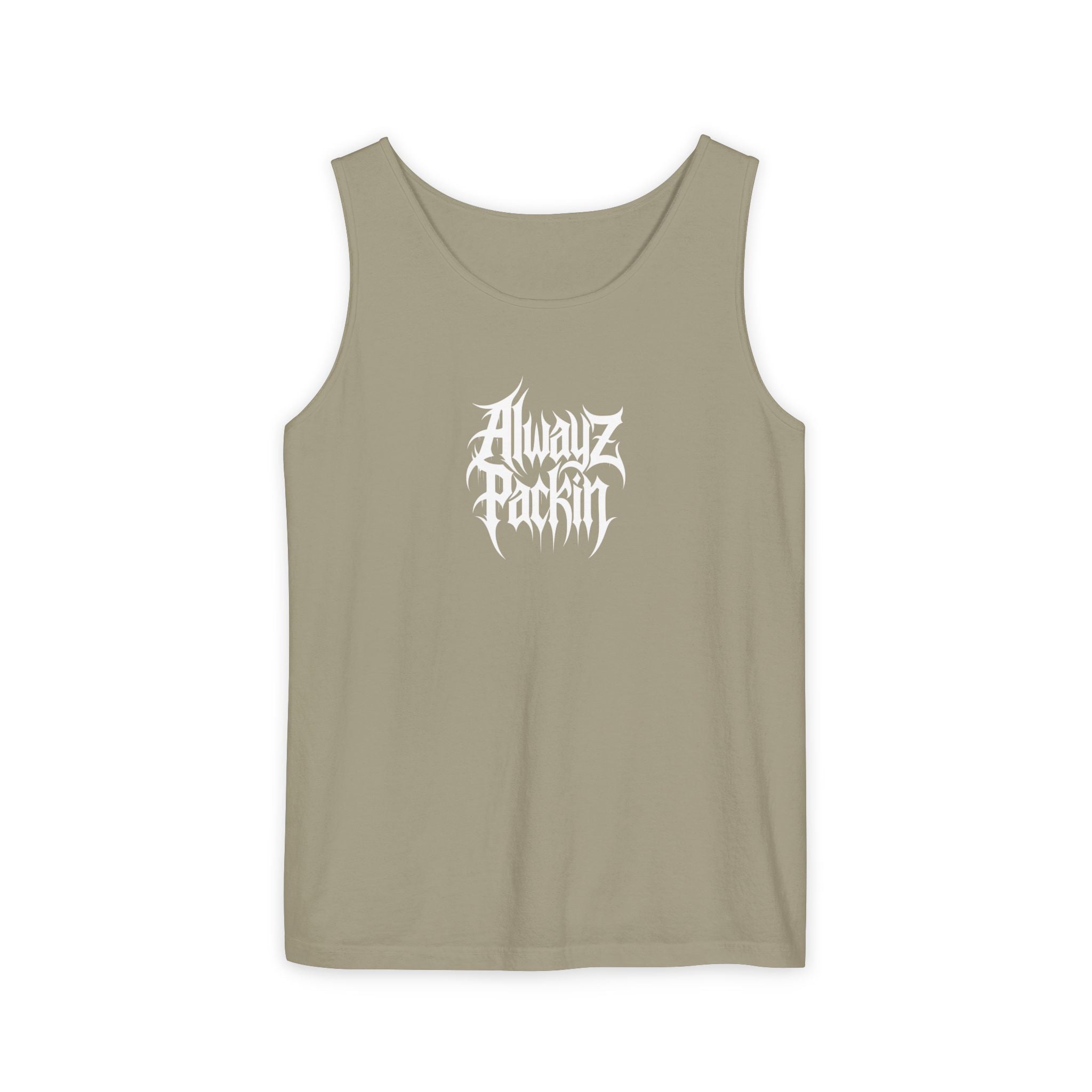 Alwayz Packin Heavy Metal Front Skull Guns back Tank