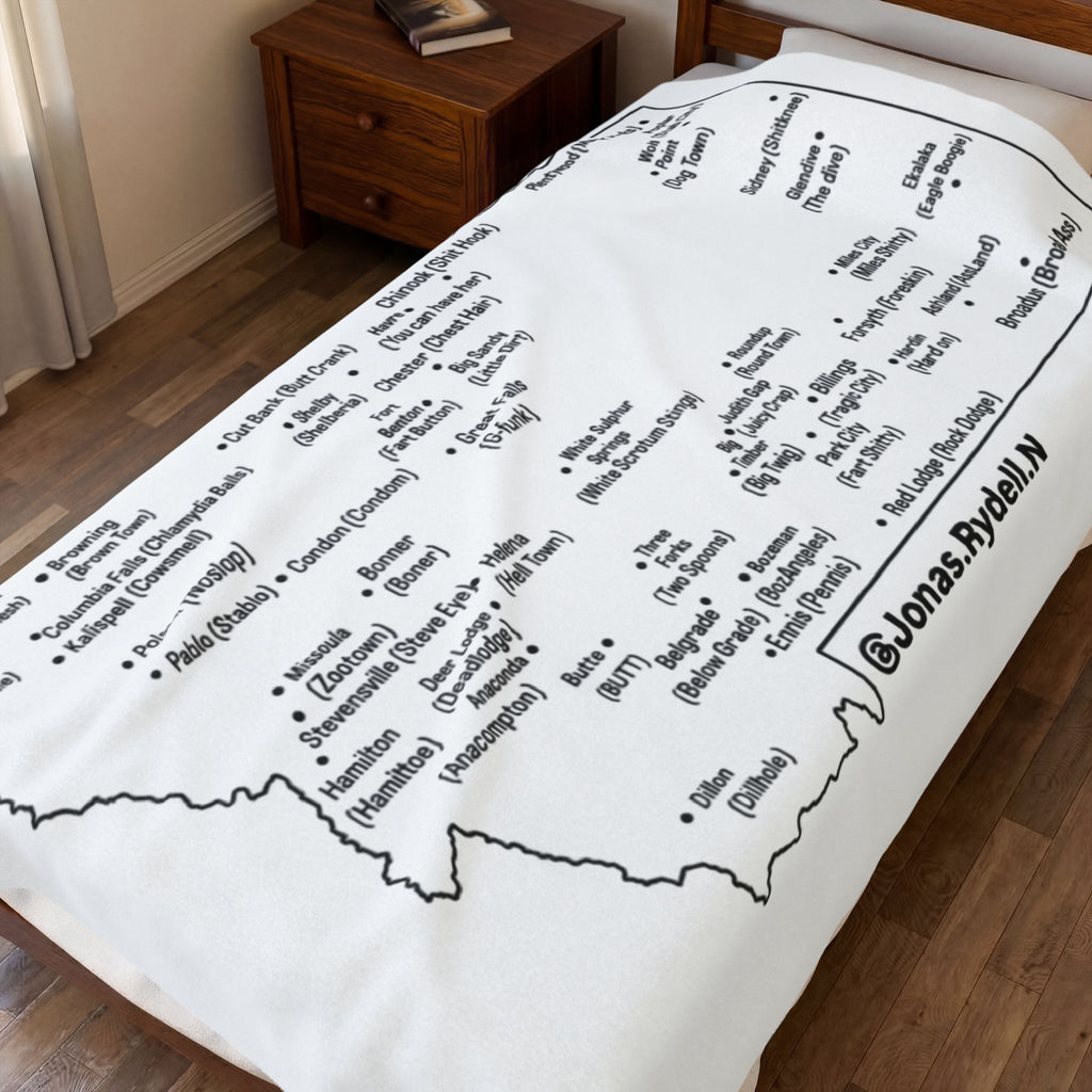 Montana Towns/ Nicknames Plush Blanket